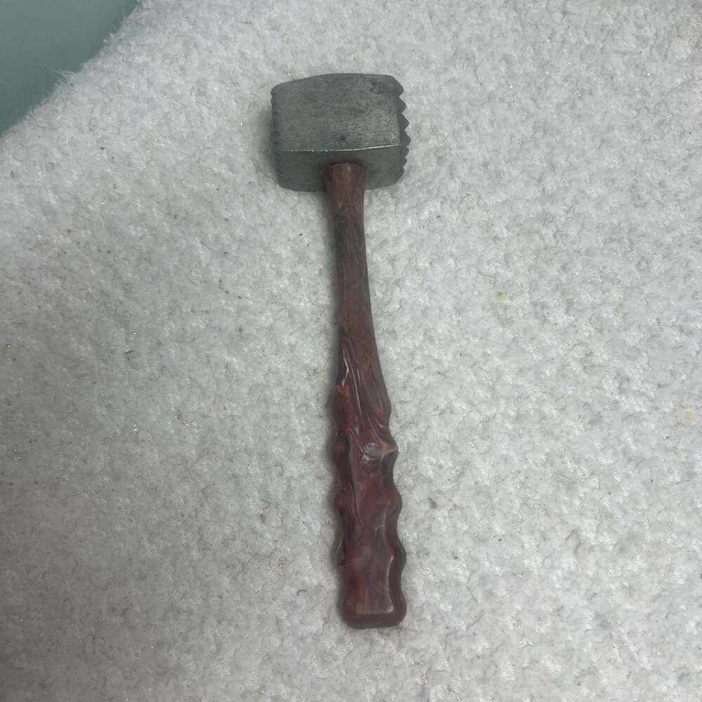 Vintage Plasmetl Bakelite Marbled Handle Meat Tenderizer 10"